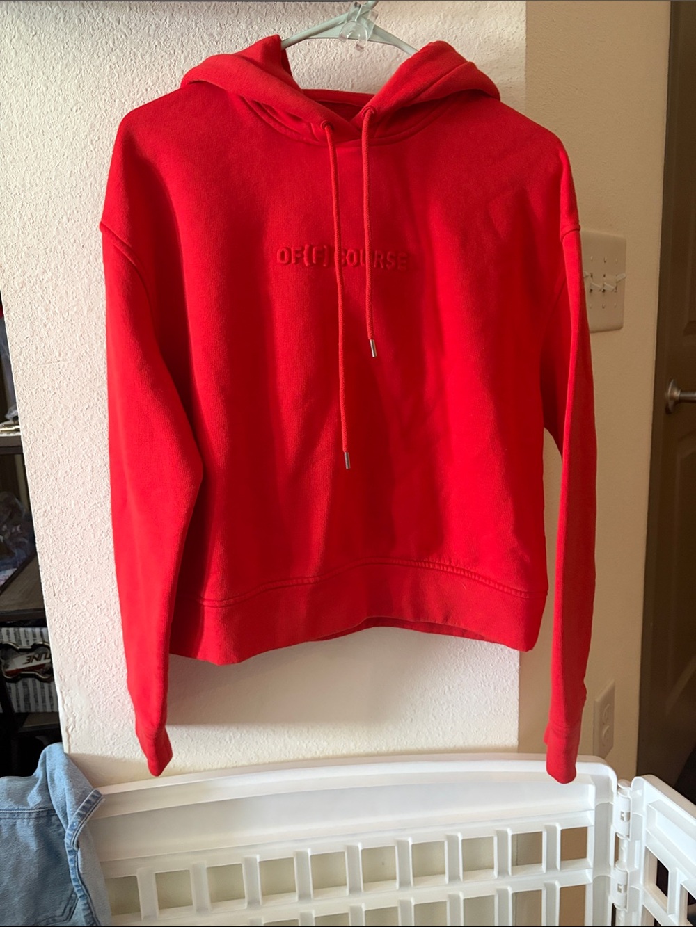SAMSOE Bright Red Embroidered Pullover Hoodie OF(F) Course Kelsey style